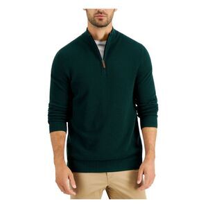 NWT CLUBROOM Mens Green Quarter-Zip Pullover Sweater S